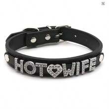 1件性感内衣配饰，水钻字母PU皮革项圈，男女通用朋克角色扮演黑色皮革颈圈，角色扮演配饰，性感内衣配饰，适合万圣节、圣诞节、情人节、约会、派对等场合。 - 彩色 - 查看 21