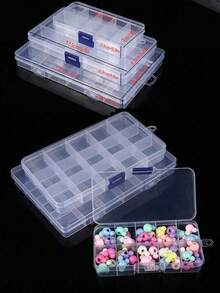 Detachable/Fixed Translucent Multi-Compartment Jewelry Organizer, Earring/Ring/Necklace Display Case, Multi-Functional Dustproof Box, Earrings, Rings, Ear Stud Box, Plastic Compartment Organizer Box For Bead, Rings, Jewelry, Screws, Handicraftstravel Essentials Vacation Summer Holiday Back To School School Stuff Bag For School Travel Bag For Women Makeup Bag For Travel - Clear - View 1