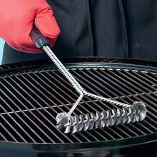 Stainless Steel BBQ Grill Brush, Easy Cleaning Metal Wire Bristle, Kitchen Dirt Brush For Gas Grill, Charcoal Grill, Kitchen Accessories, Stainless Steel Bristles, Outdoor Barbecue Grill Accessories