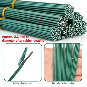  100/50PCS Green Floral Stem Sticks – DIY Floral Arrangement Supplies, Waterproof Handmade Iron Wire Flower Stems, Flexible And Durable Stem Wires For Artificial Flowers, Wedding Bouquets, Flower Crowns, Wreaths, Centerpieces, Floral Crafts, Home Decor, Event Decorations, Mother's Day, Easter, Valentine's Day, Graduation, Birthday Gifts, Festival Decoration Accessories, For Handmade Projects And DIY Flower Bouquet Making