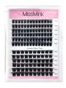 Miss Wink 12 Rows Mixed Length 12-16mm 0.07mm C/D Curl Waterproof Mink Lashes, 144pcs Lengthening & Volumizing Eyelash Extensions, Suitable For Daily Makeup Or Outings - Black - View 3