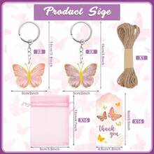 49 pezzi di portachiavi, etichette regalo e decorazioni per feste, contenente 16 portachiavi a forma di farfalla, 16 cartoncini a forma di farfalla, 16 sacchetti in organza e 10 m di corda per decorazioni per feste