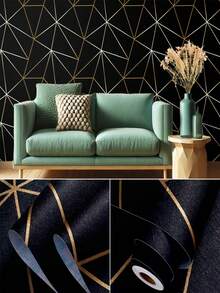5 Meter Adhesive Wallpaper Transform Your Environment - 黑色幾何 - 查看 3