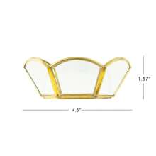 2 Pack Brass And Glass Gold 4.4 Tabletop Trinket Tray With Drative Petals