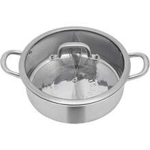 Stainless Steel Shabu Shabu Dual Sided Cooking Soup Hot Pot Silver With Lid - Silver - View 5