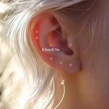 10pcs/Set Hypoallergenic Transparent Earring Studs - Simple Plastic Studs, 3mm Round Flat Design Invisible Ear Pins, Body Jewelry, Sensitive Minimalist Style, Comfortable Piercing Care, Suitable For Everyday Wear, Can Be Worn During Sleep And Shower