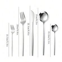 Set Peralatan Makan Stainless Steel 30 Buah, Perlengkapan Sekolah - Perak - View 3