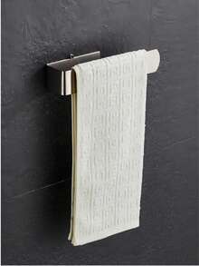 Non-Drill Towel Rack, Adhesive Bathroom Kitchen Towel Holder, Home Essentials Bathroom Accessories Bathroom Tools - Silver - View 6