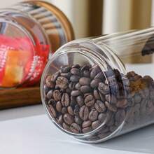 1 PC Small Glass Storage Jars With Airtight Lids, Coffee Container With Wooden Lid, Glass Pantry Canister For Beans, Rice,Sugar - 無色 - 查看 4