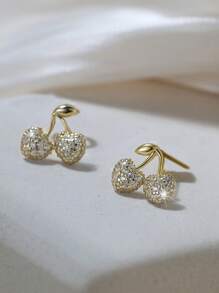 2 peças brincos de cereja femininos banhados a ouro zircônia brincos meninas aniversário festa casamento jóias presente para namorada esposa amantes