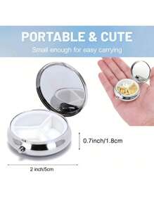 3 Compartment Portable Rotundity Storage Room, There Is A Pattern Of A Kitten Holding Flowers Printed On It, Cute Mini Metal Storage Box, Portable Jewelry And Pill Box,Suitable For Travel, Outdoor Activities, Bags, Pockets, Used For Wedding Gifts, Gifts And Reception Decoration, Uniquely Designed Decorative Travel Storage Box, Perfect For Travel, Compact Design, Easy To Use, Suitable For Medication Management/All Age Groups