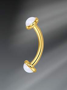 CIZME 1 件装肚脐穿孔首饰肚脐环肚脐杠铃钉，Y2K 不锈钢 14G 6/8/10/12 毫米肚脐穿孔肚脐穿孔首饰肚脐环，白色蛋白石肚脐环女士，银金肚脐杠铃钉身体穿孔 - Belly Button Rings - 查看 13