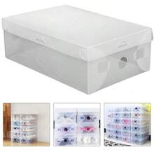 20X Clear Plastic Shoe Storage Boxes Drawer Stackable Foldable Organiser Durable - Clear - View 6