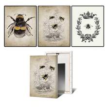 1 件复古蜜蜂海报大黄蜂苍蝇印刷昆虫插图昆虫学墙艺术帆布画教育科学墙面装饰无框可选框架 - 多色 - 查看 16