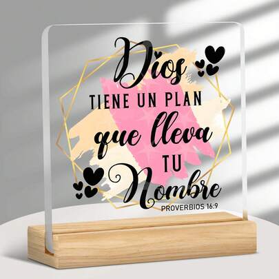 1 pieza "Dios tiene un plan" Decoración para el hogar u oficina, decoración para la sala de oración, regalo cristiano, Día de la Madre, Día del Padre
