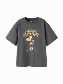 Balabala 男童米奇老鼠T恤 – 短袖卡通T恤 – 夏季纯棉上衣 - 灰色 - 查看 5