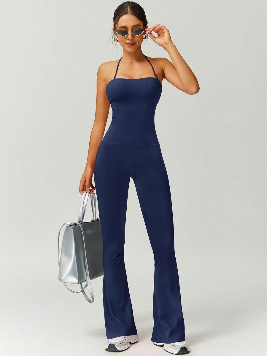 NcmRyu 1 件女士无缝弹性吊带露背收腰塑身运动连体裤