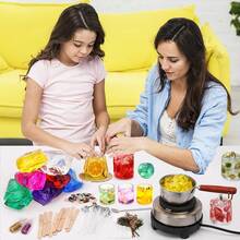 BlingFun Gel Wax Candle Making Kit,With 4 Colors/400g Premium Clear Jelly Wax For Candle Making, 20pcs Wax Wicks& 20pcs Stickers, 5pcs Wick Holdersfor Gel Scented Candle Making, Home Decor, Craft Projects