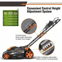 DOVAMAN 13 Amp Electric Lawn Mower, 16-Inch Cutting Width, 5 Adjustable Mowing Heights, 3-Step Foldable Handle, And Collection Bag With Full Indicator - 查看 2