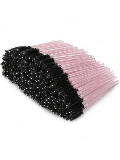 100pcs Disposable Eyelash Brushes, Crystal Eyebrow Brushes For Eyelash Extension, Ammonia-Free Formula, Easy To Apply Mascara And Eyelash Extension, Travel-Friendly Depilation Tool. Some Specifications Come With Container (Black, Pink)