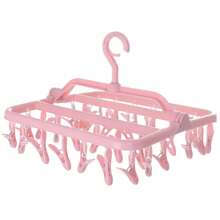 1 pièce Séchoir à linge pliable en plastique PP avec pinces à linge, avec 32 pinces, séchoir à linge suspendu et anti-vent pour les vêtements, sous-vêtements, chaussettes et plus