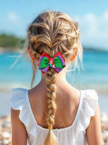 2pcs Mermaid Hair Bows For Girls Red Purple Green Grosgrain Ribbon Marine Bow Alligator Clips Cute Mermaid Bow Hair Clips Beach Vacation Outfits Bow Barrettes Kids Hair Accessories