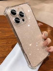 Luxury Shiny Transparent Soft Phone Case, Compatible With IPhone 16 Pro Max 17 15 14 13 12 11 Pro Plus 16E, With Lens Protection Cover - Clear - View 7