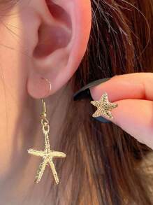 6 Pairs/Set Summer Boho Shell & Starfish Earrings Set For Women, Beach Holiday Party Jewelry Accessories