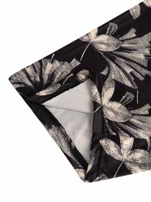 3pcs Women's Plus Casual Sleep Shorts, Plus Size Floral Print Elastic Waist Loose Home Wear Capri Pants