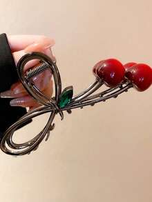 1个/套 大号樱桃发爪夹，时尚发爪发饰，女士发夹，发卡，发夹，发抓夹，发夹，发卡，发夹，秋冬度假装扮，夏季海滩装扮 - 金色 - 查看 5