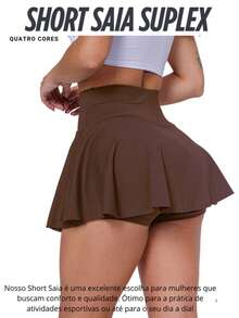 Women's Ruffled Short Skirt In High Quality Suplex Butt Cover Gym Fitness - Rust Brown - View 1