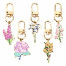 1pc Flower Design Keychain, Pastoral Floral Keyring, Violet/Lily Of The Valley/Lily/Sunflower Alloy Pendant, Fashion Elegant Bag Charm Accessory, Holiday Gift