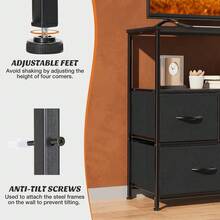 Black Dresser TV Stand Entertainment Center With 5 Drawers Media Console Table - Black - View 4