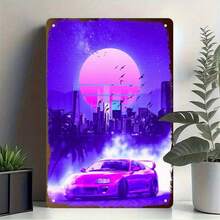 1PC Neon Street Racing Poster, Retro 80s Art, Vintage Car Artwork, Perfect For Garage, Bedroom, Man Cave, Neon Decor, Racing Fan Poster, Futuristic City Art, Street Culture Wall Art - Multicolor - View 1