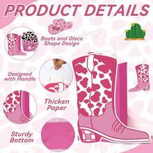 4/8/12 件，迪斯科女牛仔生日派对礼品袋单身派对装饰西部派对招待袋适合 80 年代 90 年代女牛仔靴纸质礼品袋热粉色礼品袋散装最后牛仔竞技派对用品 - 粉色 - 查看 2