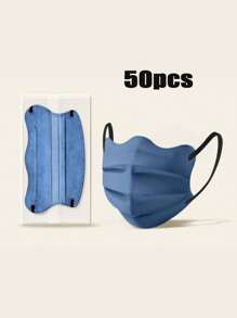 50 piezas Mascarillas desechables de 3 capas no tejidas, talla adulto, empaquetadas individualmente, protección contra polen y virus, adecuadas para actividades, fiestas y regalos