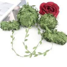 1pc Artificial Fabric Green Leaf Ribbon For Wedding Party Celebration, DIY Wreath Decorative Ribbon, Handmade Decoration Material, Artificial Green Vine Ribbon For Weaving Wreath, Fabric Willow Leaf DIY Wreath Supplies, Green Vine Decor,Fake Plants - Multicolor - View 2