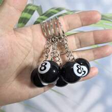 1/5 件简约台球钥匙扣配件，运动钥匙扣汽车吊坠钥匙扣汽车配件包饰背包适合学校字母可爱哥特 Y2k - 黑與白 - 查看 4