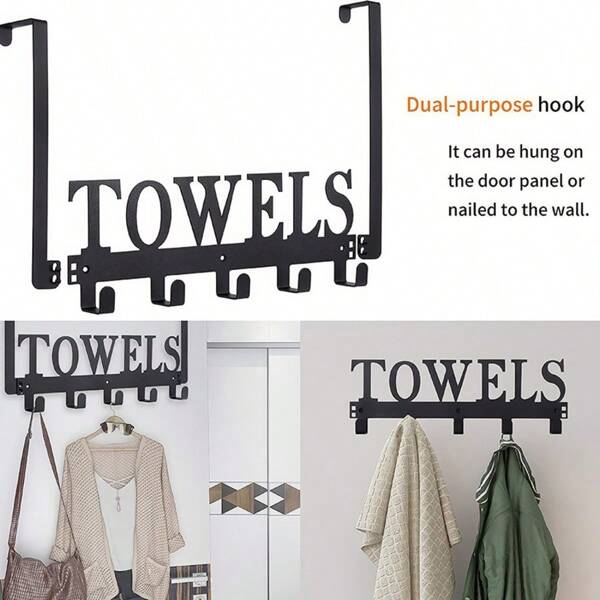 Over The Door Hooks, Towel Holder For Bathroom, Door Mount Towel Rack Towel Hooks For Bedroom Kitchen Pool Beach Towels Bathrobe Wall Mount Hang On The Door Cabinet Cupboard Metal Sandblasted