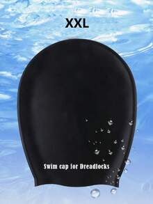 Extra Large Silicone Swimming Cap For Braids And Long Hair Extensions, Waterproof Swim Caps For Pools And Showers, Suitable For Adults To Keep Hair Dry, Easy To Put On And Take Off, Fits Various Hair Lengths And Styles Including Short, Medium, Long Hair, Braids, Weaves, Curls, And Afro Hair. Available In 5 Sizes: S-M-L-XL-XXL, Black Color, Unisex, Beach Essentials, Beach Accessories, Pool Float - Black - View 4