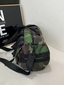 Bolso de lona con diseño de letras de gran capacidad para viajes cortos, bolso de gimnasio, bolso de yoga, mochila escolar, unisex