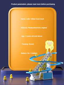 Children's Yellow Duck Automatic Climbing Stairs Track Electric Toy With Sound And Light, Educational Toy