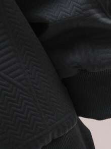 男士长袖休闲宽松保暖连帽夹克 - 黑色 - 查看 7