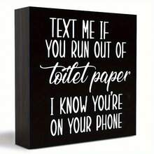 1pc Wooden Box Sign Handcrafted Rustic Wood Whimsical Wooden Bathroom Sign Humorous 'Text For TP' Message, FarmhouseStyle Decor, Unique Conversation Starter, Easy To Hang For Home Commercial Restrooms 5 X 5 Inch/ 12 X 12 Cm - 1pc - View 1