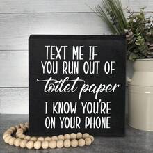1pc Wooden Box Sign Handcrafted Rustic Wood Whimsical Wooden Bathroom Sign Humorous 'Text For TP' Message, FarmhouseStyle Decor, Unique Conversation Starter, Easy To Hang For Home Commercial Restrooms 5 X 5 Inch/ 12 X 12 Cm - 1pc - View 6