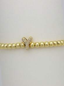 1 pieza pulsera con dije con letra de circonita cúbica de estilo clásico y de moda, pulsera de cadena ajustable de lujo con inicial A-Z, joya como regalo para mujeres