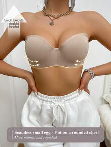 Peach Girl Beige Half-Cup Bra For Women With Detachable Straps, Off-The-Shoulder Invisible Glossy Comfortable Bra - Beige - View 1