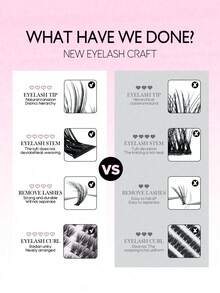 204片/216片/228片 40D+60D/60D+80D/60D+100D/80D+100D 睫毛簇，优质D型卷翘蓬松自然睫毛嫁接，适用于DIY睫毛嫁接，可重复使用且轻便。