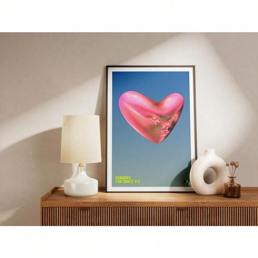 1pc Fontaines D.C. Romance Album Poster Canvas Art Print Modern For Home Office Decor, Perfect For Living Room, Bedroom, Kitchen, And More Decor Gift Optional Frame ,Wall Art With Frame - Multicolor - View 1