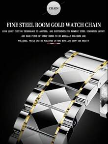 BINBOND 2 件情侣石英表罗马数字时尚不锈钢防水男士腕表女士情侣手表情人节礼物 - 金色 - 查看 8